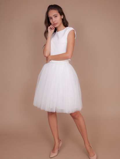 Пышная юбка из фатина мини (60 цветов)  Белая